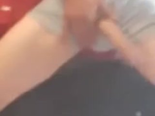 Stroking hard cock