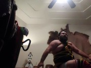Crossdress hog tie self bondage choke
