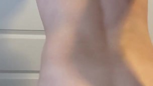 Boy Twink Spanks Wet Ass after Getting Out of Shower