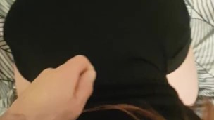 Amateur with amazing eyes sucking cock for facial