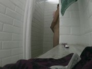 Shaving and Showering in Public Shower ( VERY HORNY, I CUM TWICE) 4/16