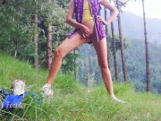 Fit girl spreading powerful pee stream in the forest - Angel Fowler 10/16