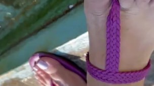 Walking on the grass, wearing flats! 