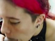 POV Beautiful Goth Girl Gives Her Boyfriend A Deepthroat Blowjob And Wants All The Cum In Her Mouth 1/16