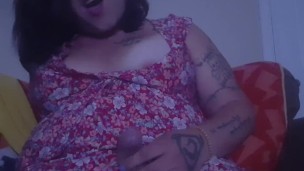 Courtney Sunshine lifting my sissy dress for a cum after a long hot day