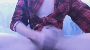 Teen femboy jerks off and cums