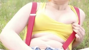 Misty From Pokemon Fingers Her Pussy And Plays With Her Tits In Public