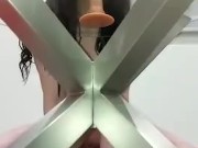 Split roasted by dildos … one on the glass table ,one on the floor … 10/16