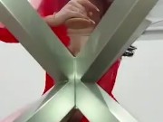Split roasted by dildos … one on the glass table ,one on the floor … 4/16