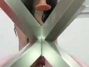 Split roasted by dildos … one on the glass table ,one on the floor … 9/16