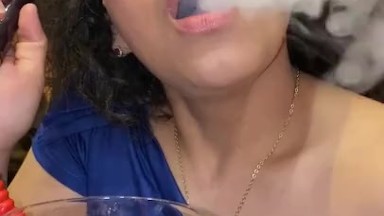 Xoco-Latina Smoking fetish blue dress