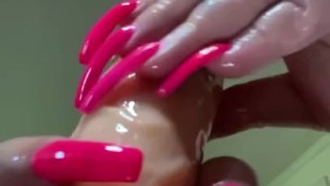 Long hot pink nails
