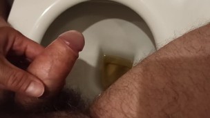 I pee in the toilet early in the morning. First urine.