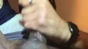 Stroking my rock hard cock