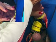 Ropes to over harden a Cock and separate the balls 10/16