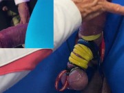 Ropes to over harden a Cock and separate the balls 15/16