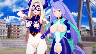 My Hero Academia Nejire and Mt Lady GET CREAMPIED Threesome POV Hentai