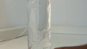 My first deepthroat of a huge dildo
