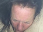 Deep in her neck and her head pressed between her legs 12/16