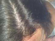 Deep in her neck and her head pressed between her legs 7/16