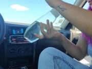 cuckold in a car, oiled footjob is not betrayal 2/16