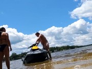 A quick break for a quick public blowjob and fuck on the jet ski