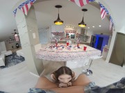 VRConk Curvy Babe Teasing With Round Boobs And Sucking Dick VR Porn 4/16