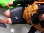 leather mistress handjob & blowjob for a fan custom clip, cumshot on leather skirt 16/16