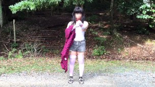 sissiy restrained himself in the mountains and did anal masturbation.