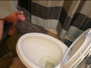 I love holding his cock while he pees! Made a bit of a mess...