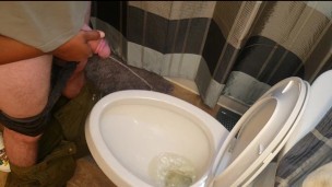I love holding his cock while he pees! Made a bit of a mess...