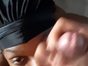 Big Ebony stepsis Lets Little stepbrother Cum On Her Face