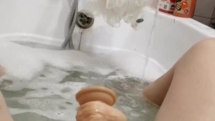 Kitty loves to play with big toys in the bathroom Loly_Kitty