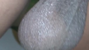 In my best friends moms bathroom playing with my big ass balls