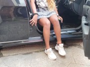 UPSKIRT in a Public CAR PARK - Sexy Latina in a MINI SKIRT Getting into Her Car 1/16