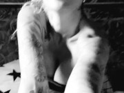 Swedish stripper, stockings, huge boobs gives blowjob and gets pussy licked 1/16