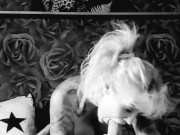 Swedish stripper, stockings, huge boobs gives blowjob and gets pussy licked 2/16