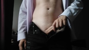 Hot sexy boy jerking while home alone