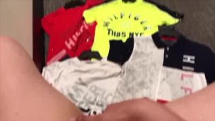 Filthy Asian Slut double penetrated & squirted in a mall fitting room INTENSE ORGASM 