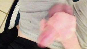 Cumming on the bathroom floor