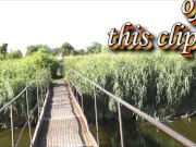 Messalina Dressed in Sun. Outside Outdoor. Nude Milf walks by bridge River. Naturist Nudist Woman 7/16