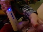 Tied Femdom cock teasing with wand prostate play 9/16