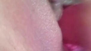 Mommy getting double pounded by her double ended dildo