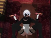 3D HENTAI 2B fucks three guys at once 14/16