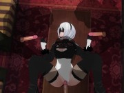 3D HENTAI 2B fucks three guys at once 16/16