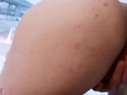 Quick Fuck before Gym! - Amateur Wife Gets Cum in Pussy Wearing Shorts - Creampie 4K 14/16