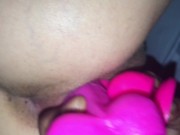 Slutty teen takes doubled penetration (dildo) and SQUIRTS FOR THE FIRST TIME 4/16