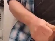Jerking off a load after work, big Cumshot, Fab Flip