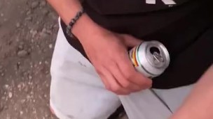 Public risky blowjob right beside the highway 
