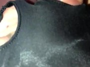 Married Couples threesome fantasy cum covering fake pussy, both licking up the cum & tongue Kissing 